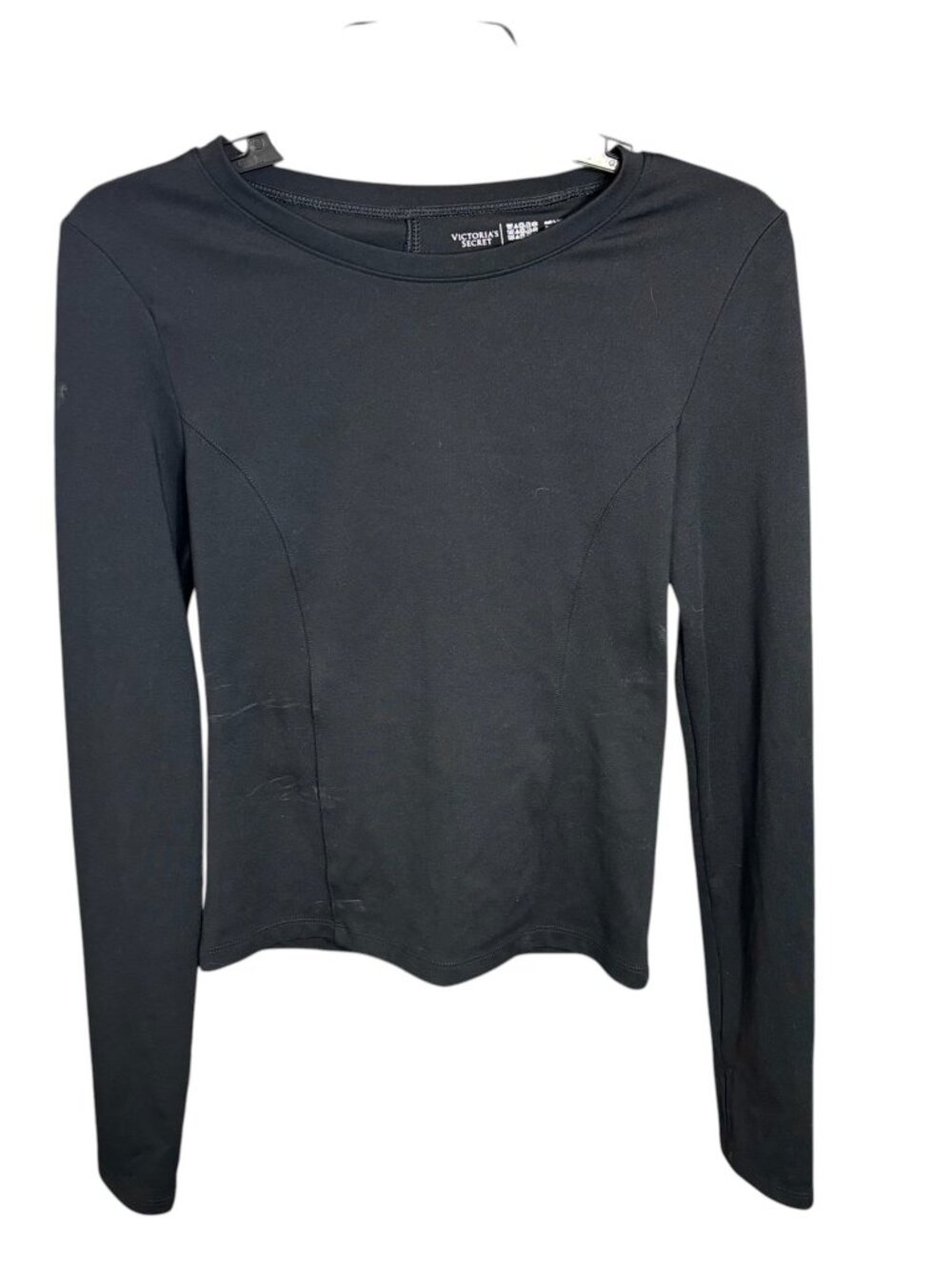 Victoria's Secret Long Sleeve Workout Top Cutout Back Black Size Small